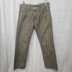 AC Jeans Olive Green Skater Grunge Embroidered Pockets Punk Straight Leg 36